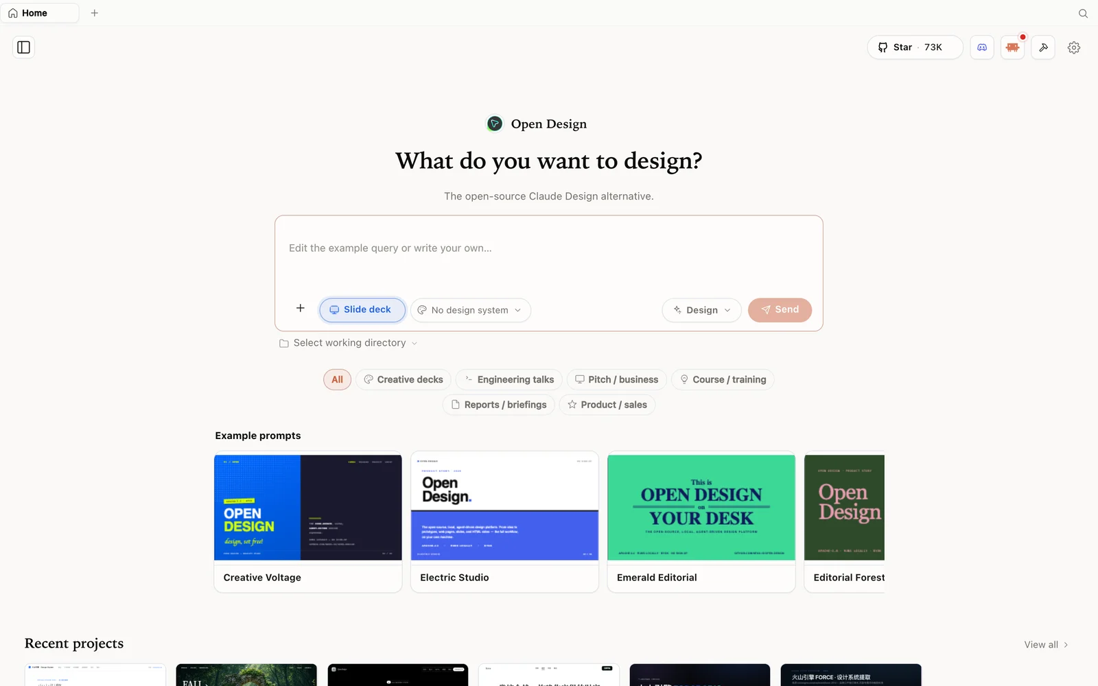 OpenDesign's slide deck creator.